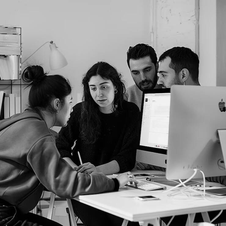 A team meeting at a NestJS development company